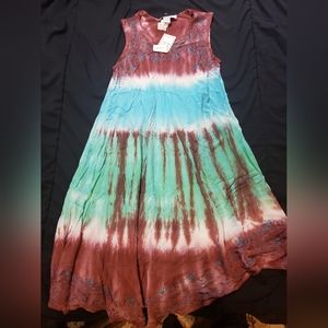 NWT Womens tye dye dress w/ embroidery